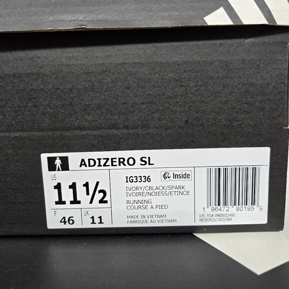 New adidas Adizero SL \'Ivory Black Spark\' Men\'s Running Shoes Size 11.5 main image 5